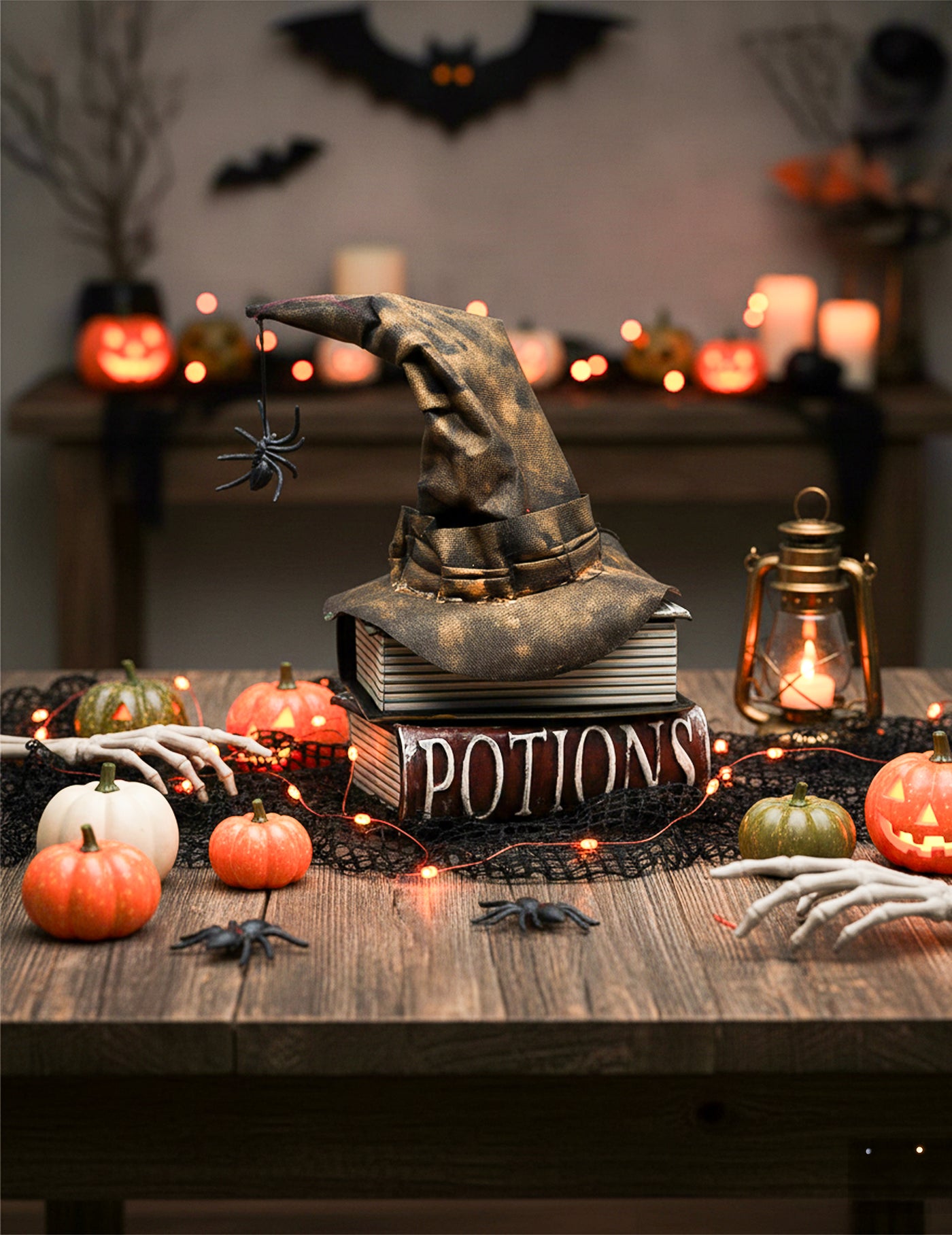 Décoration animée livres hantés de sorcière