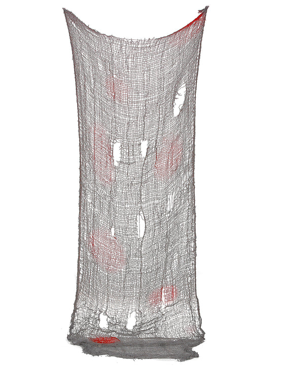 Décoration drap troué ensanglanté Halloween 150 x 75 cm