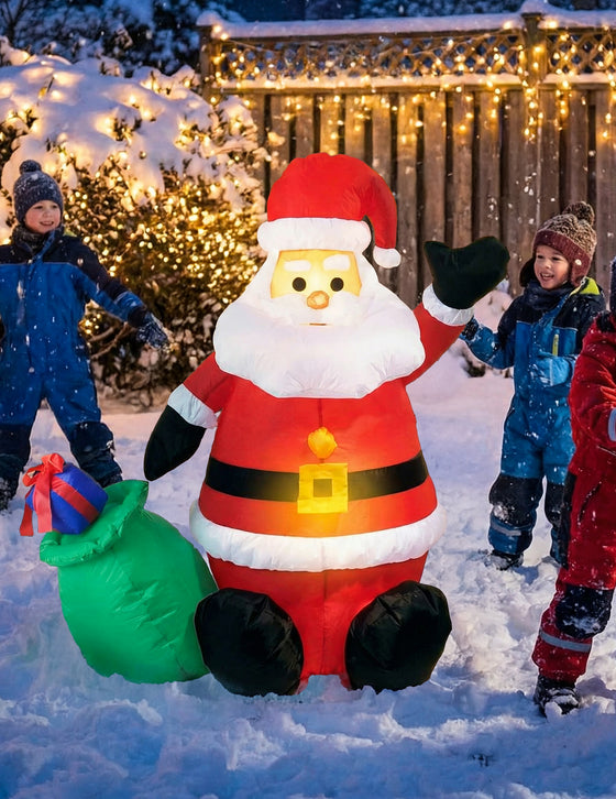 Décoration Père Noël gonflable et lumineux 120 cm