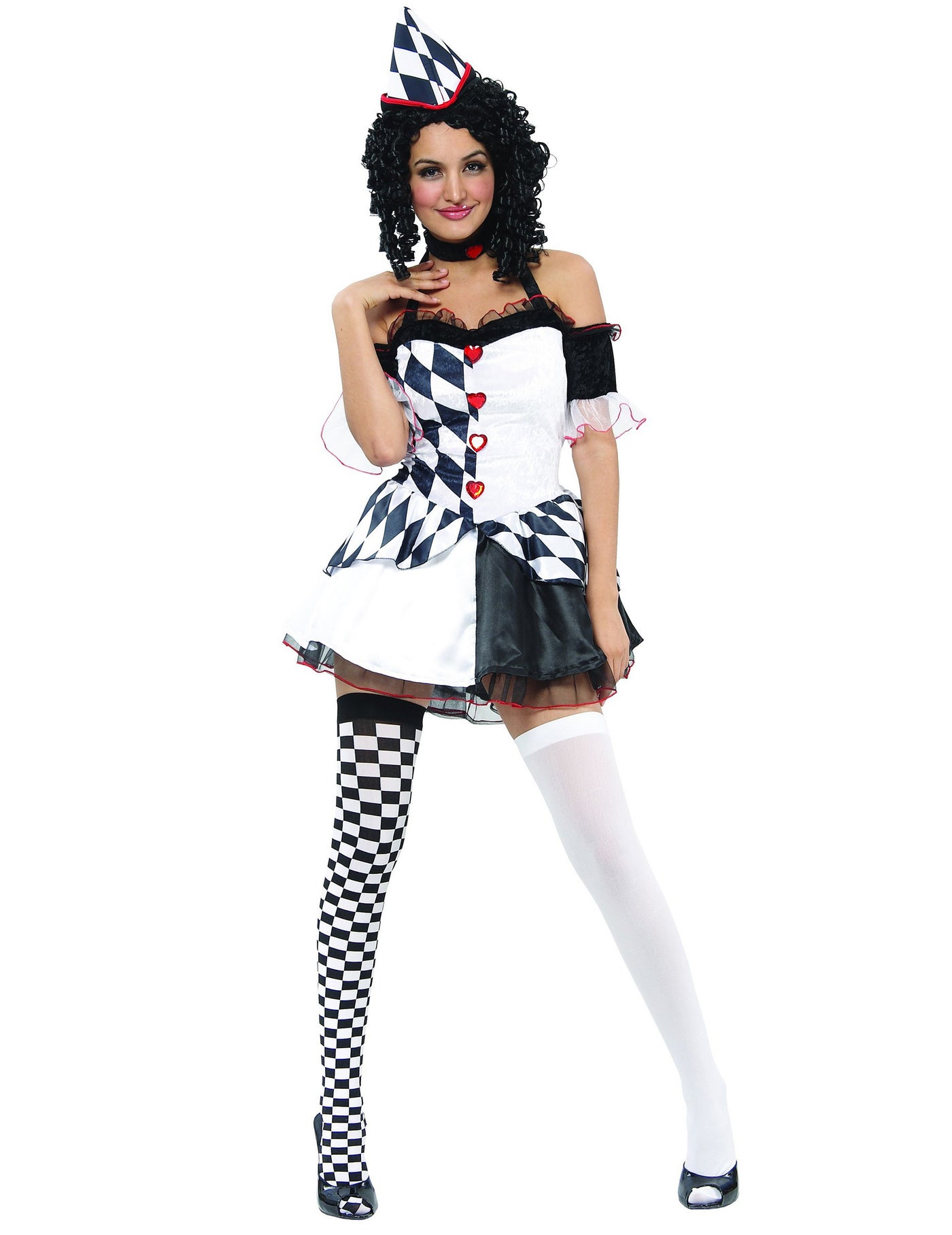 Déguisement arlequin noir et blanc sexy femme