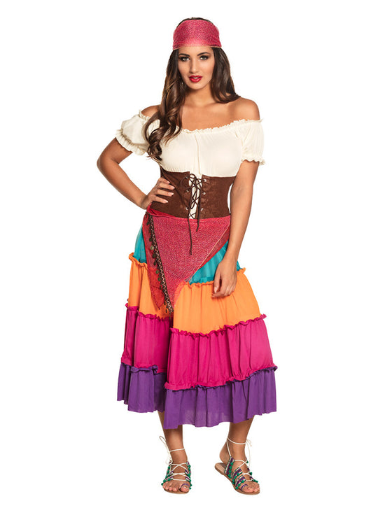 Déguisement bohémienne multicolore femme