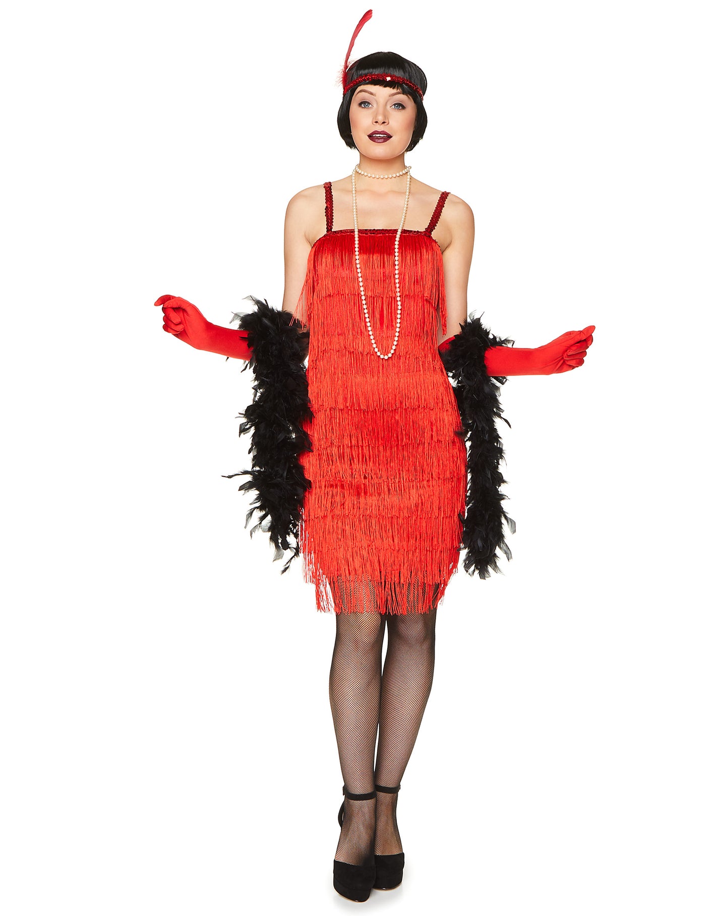 Déguisement charleston rouge à franges femme