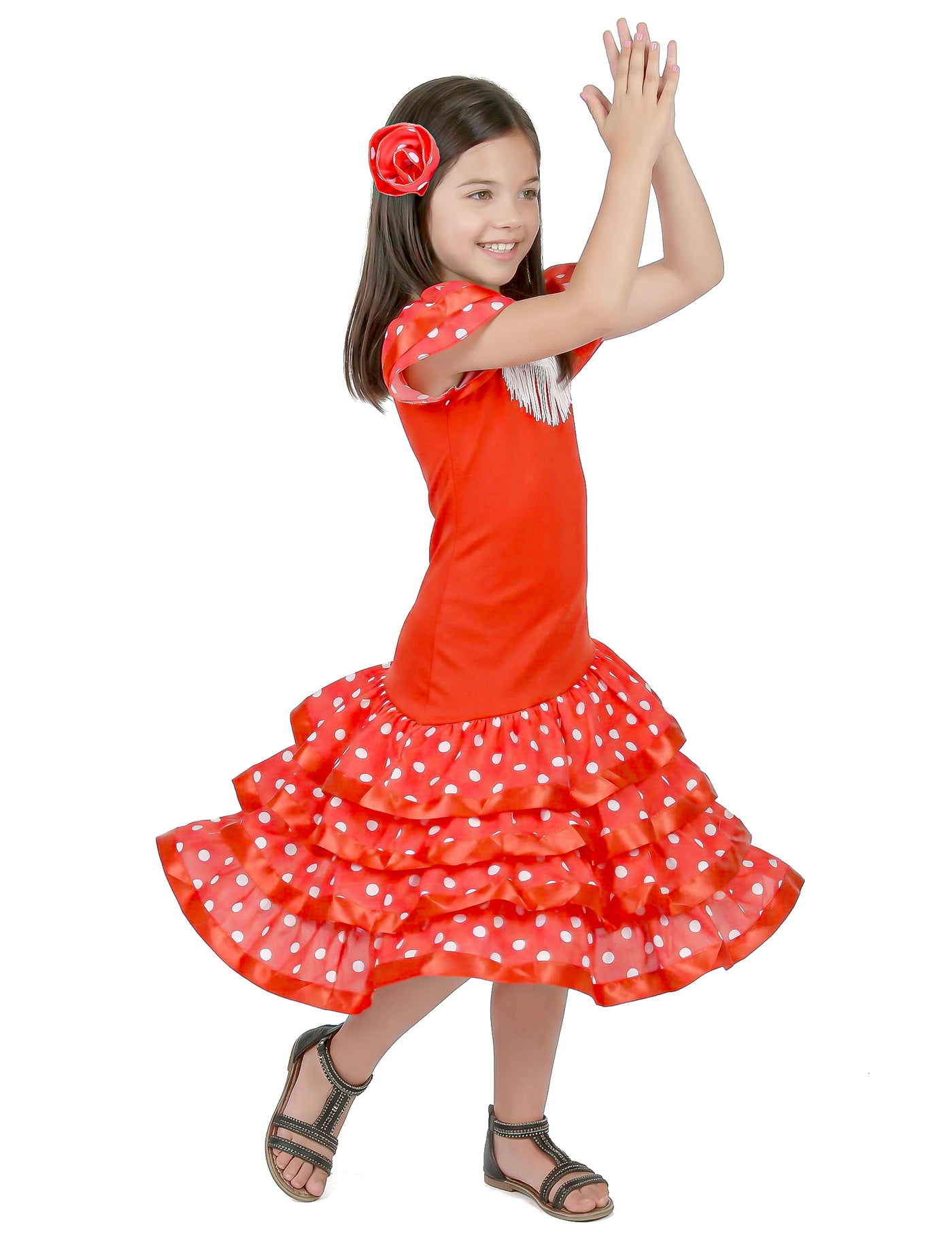 Déguisement Danseuse Flamenco Rouge à Pois Blanc Fille