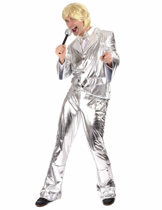Déguisement Disco Argent brillant Homme