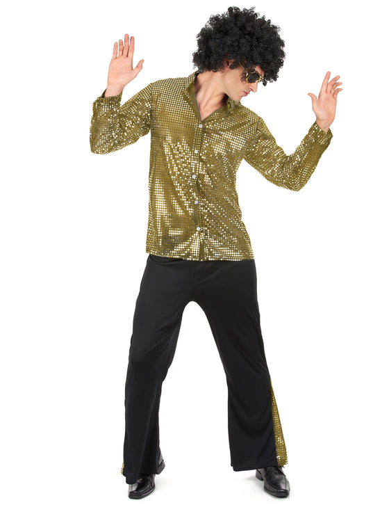 Déguisement disco doré à paillettes homme
