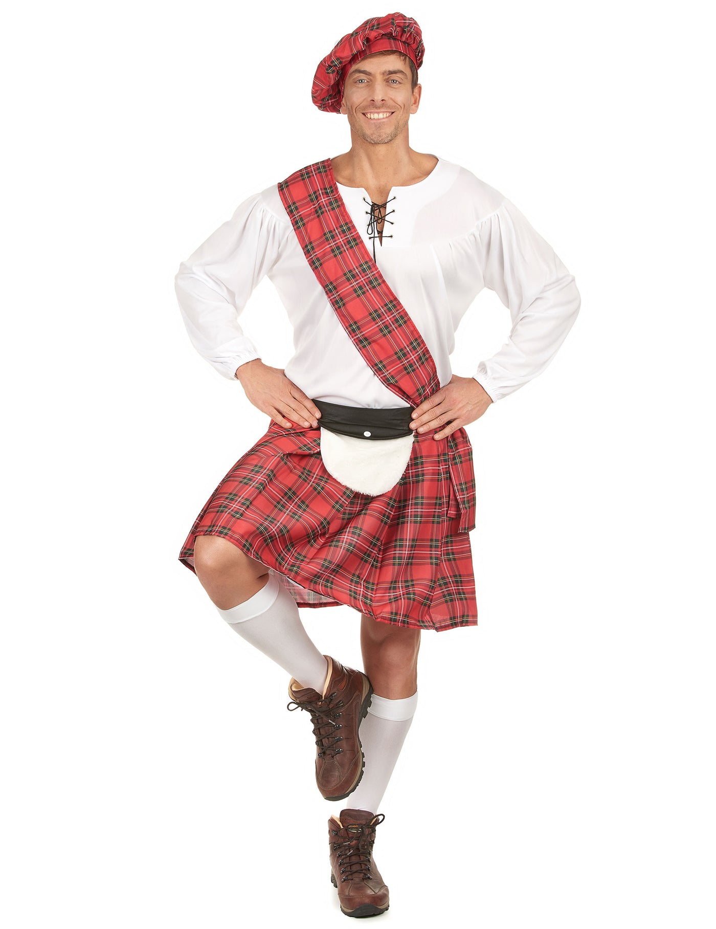 Déguisement écossais rouge et blanc homme