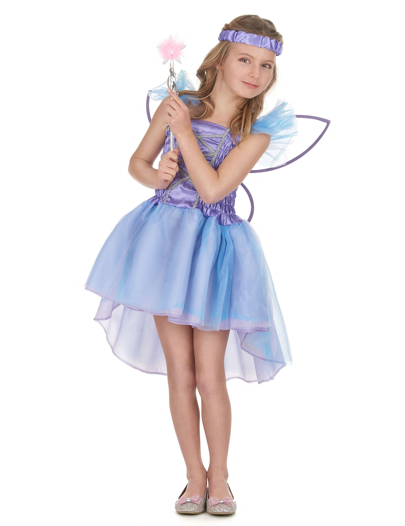 Déguisement fée violette voile bleu fille