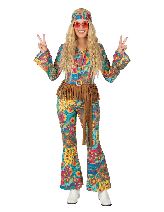 Déguisement hippie col V femme
