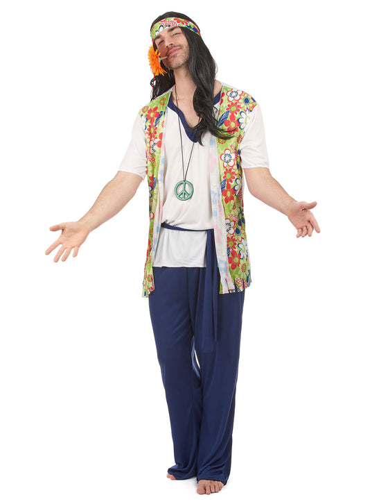 Déguisement hippie bleu homme
