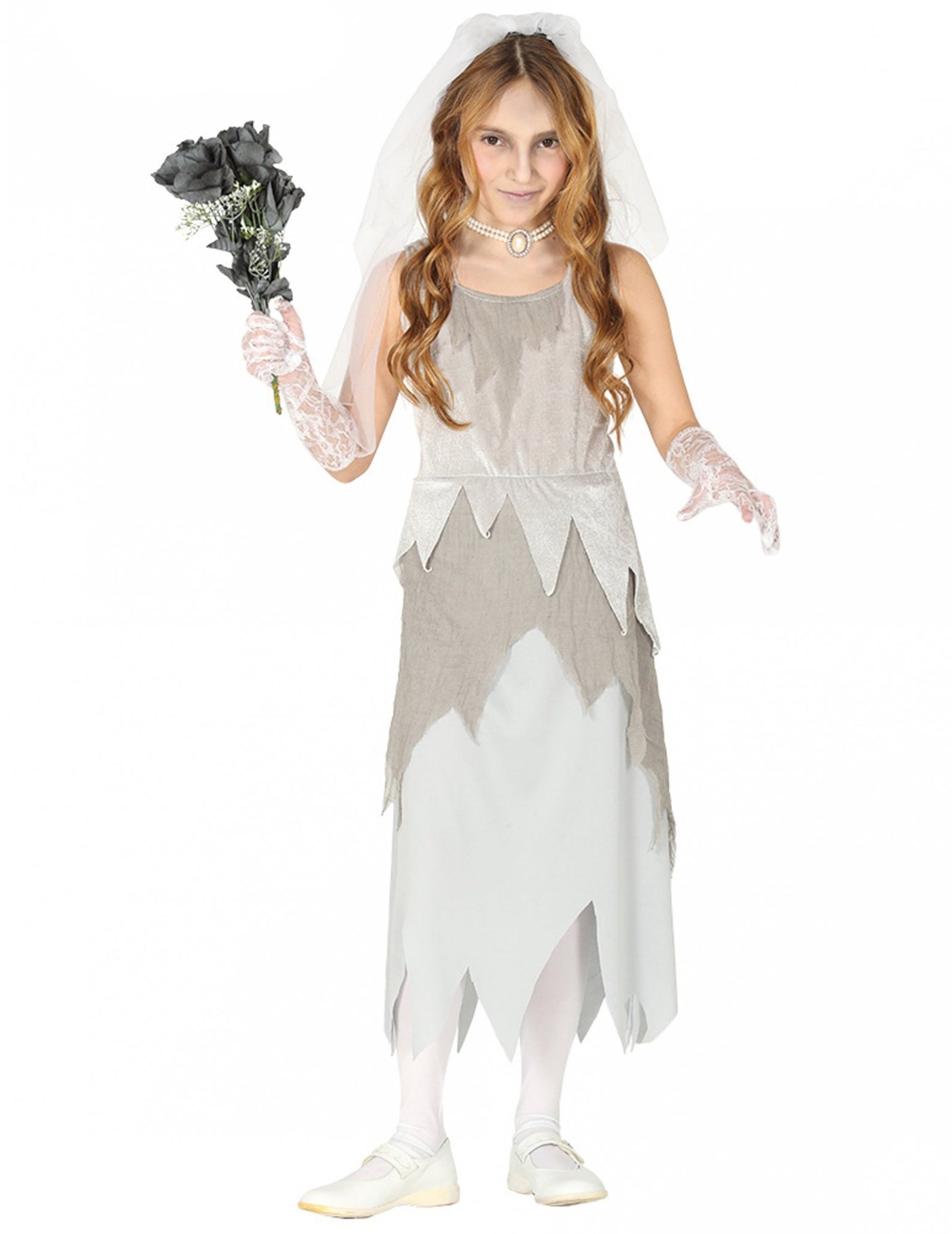 Déguisement jeune mariée fantôme grise fille