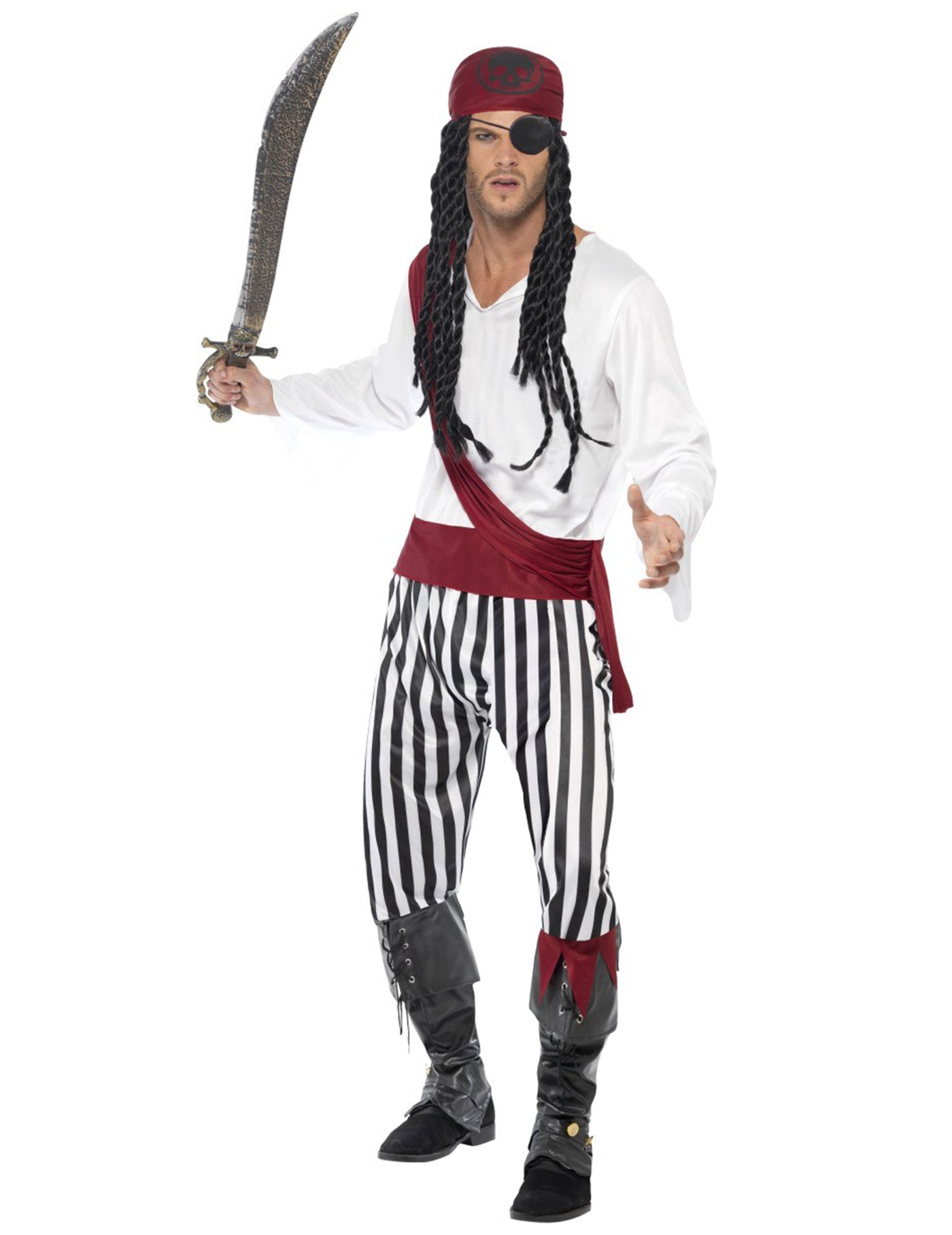 Déguisement pirate avec bandana rouge homme