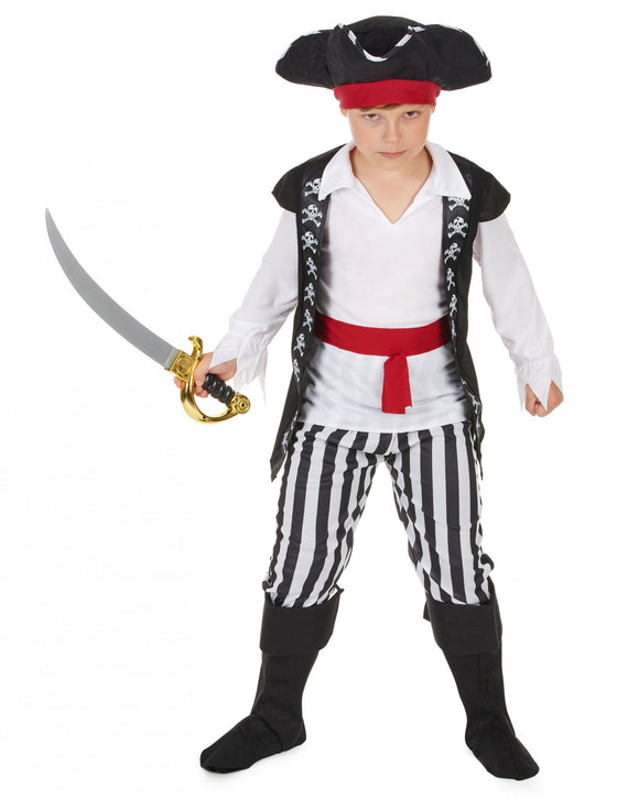 Déguisement pirate avec rayures noires et blanches garçon