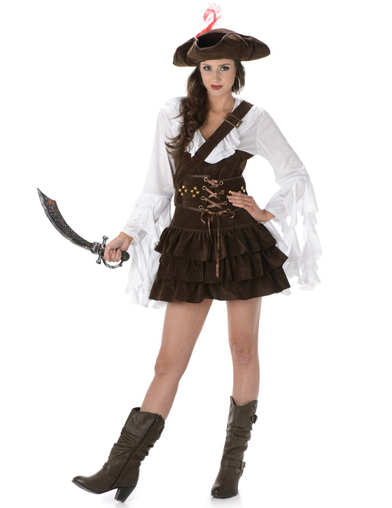 Déguisement pirate effet peau de chamois femme