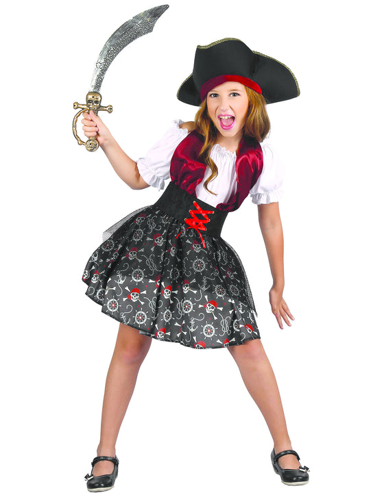 Déguisement pirate imprimé tête de mort fille