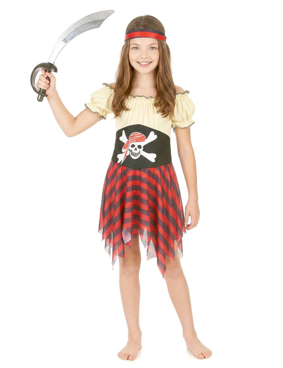 Déguisement pirate jaune et rouge fille