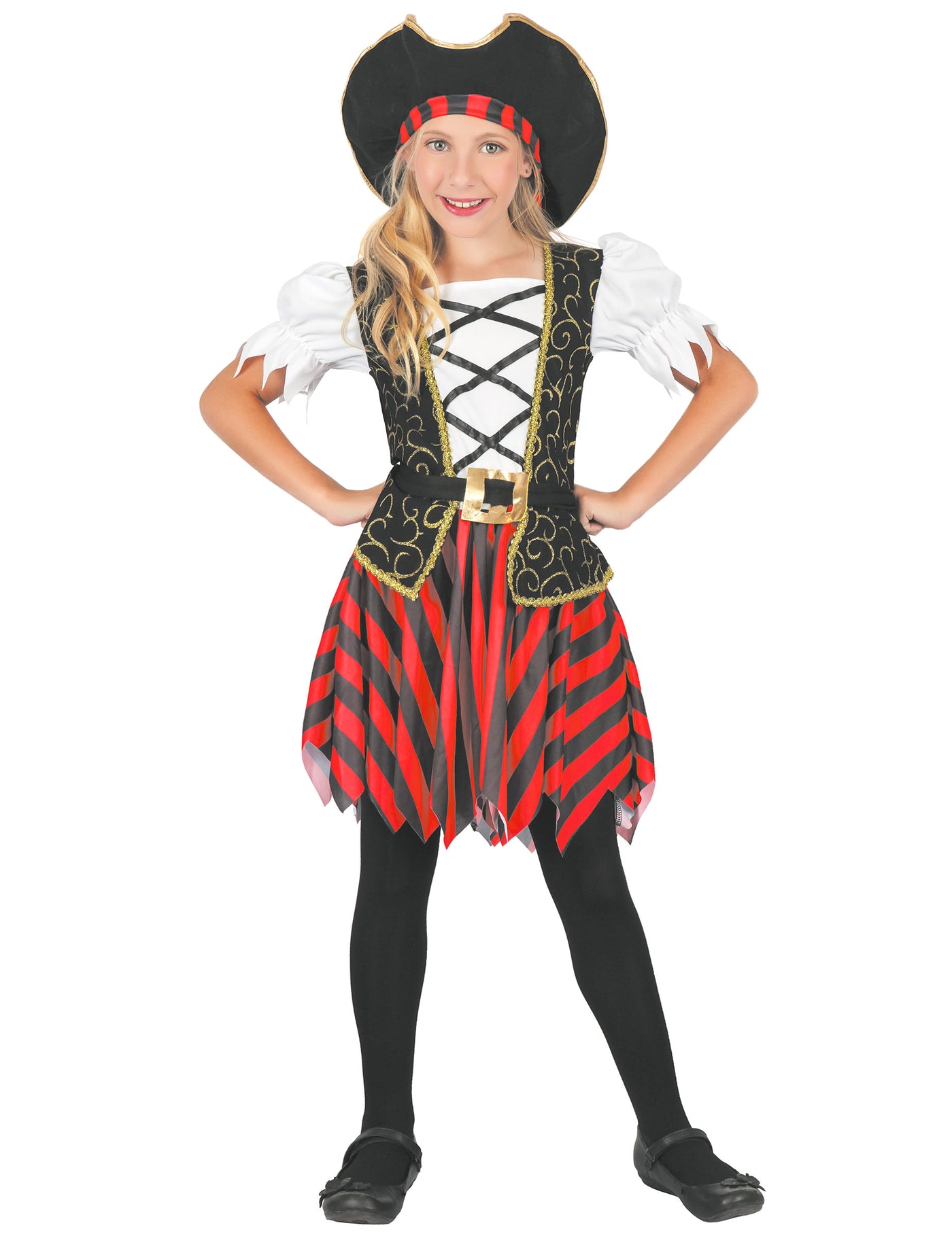 Déguisement pirate noir et rouge fille