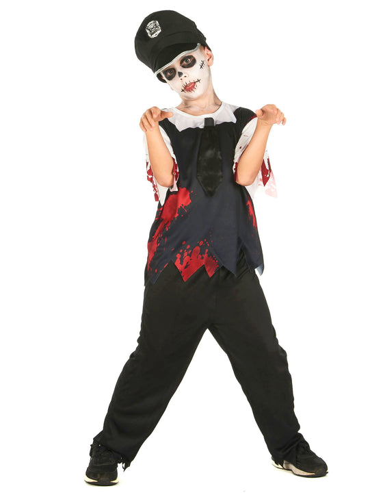 Déguisement policier zombie noir et blanc enfant