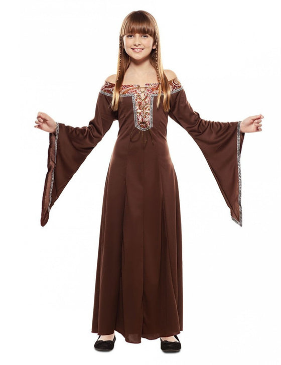 Déguisement robe dame médiéval brune enfant