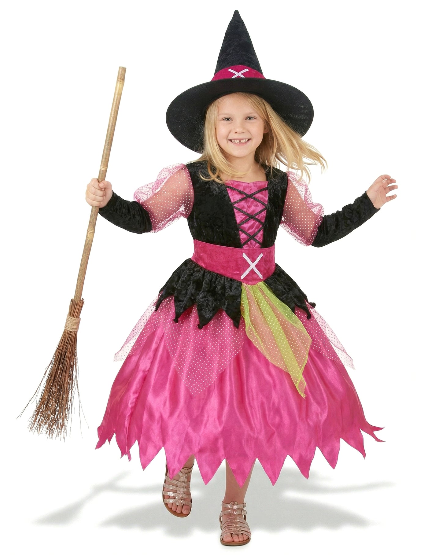 Déguisement rose sorcière fille Halloween