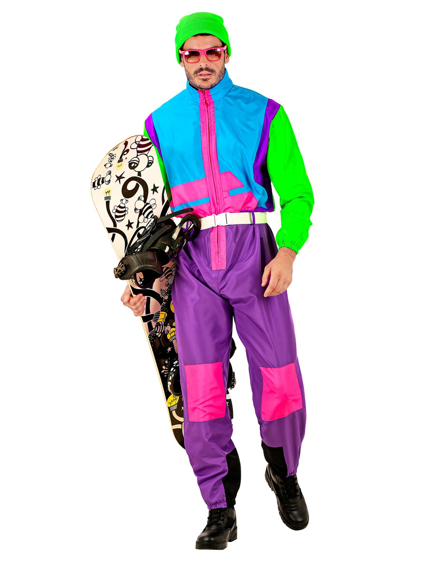 Déguisement snowboarder fluo adulte
