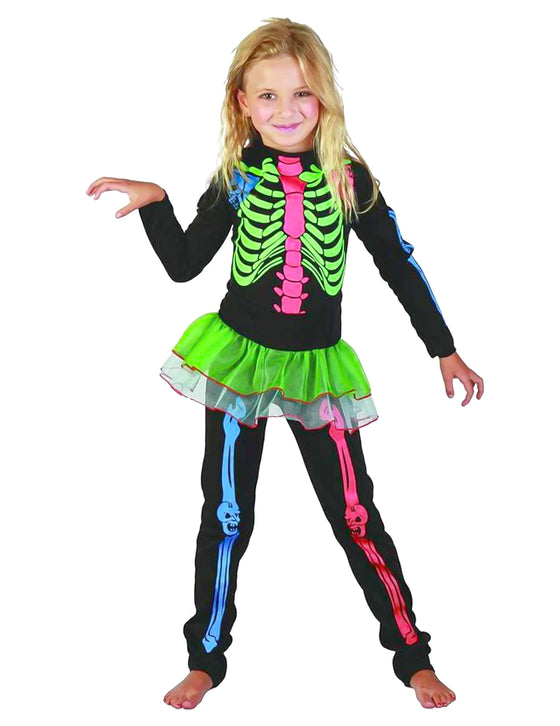 Déguisement squelette coloré fille