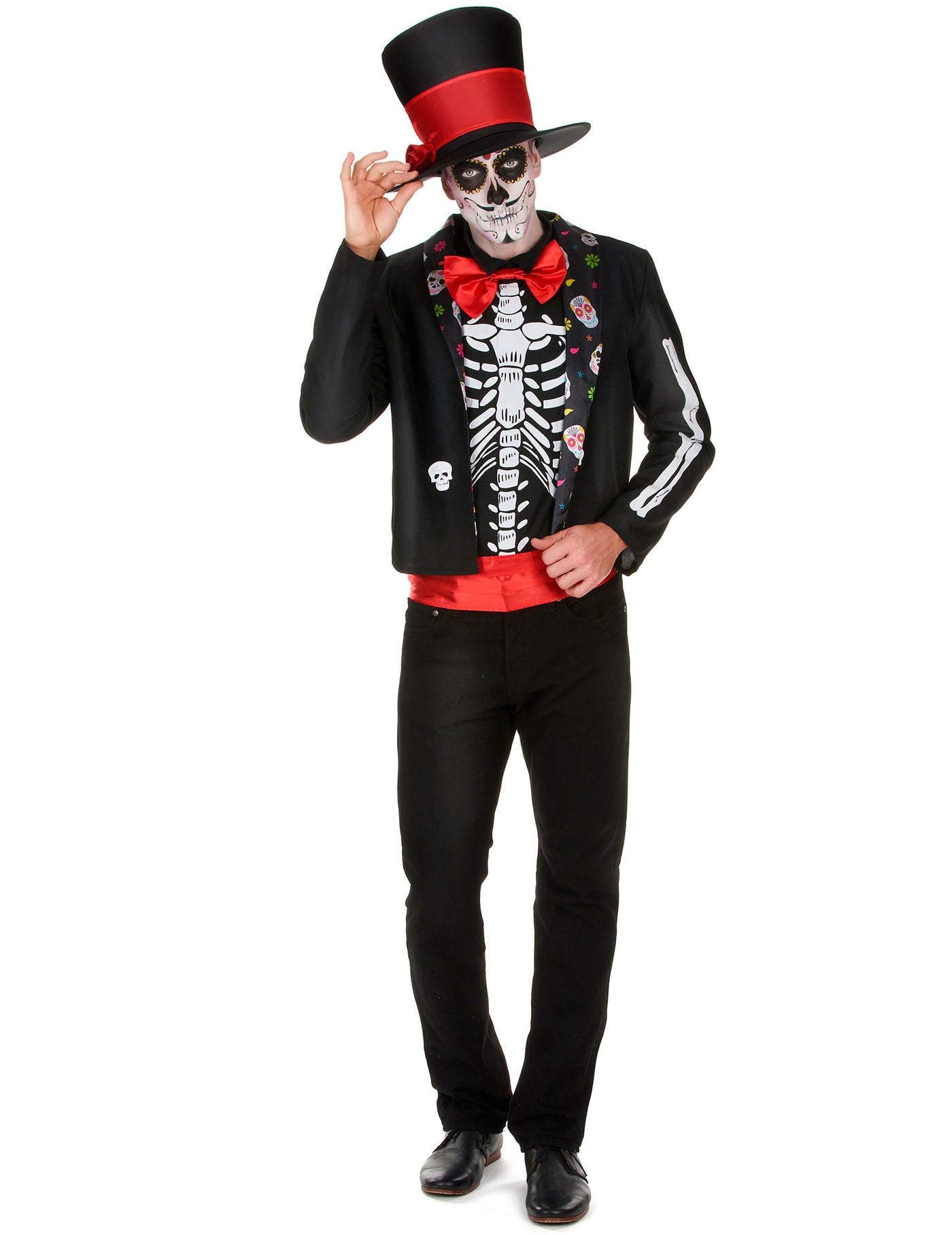 Déguisement Squelette motifs Dia de los muertos homme