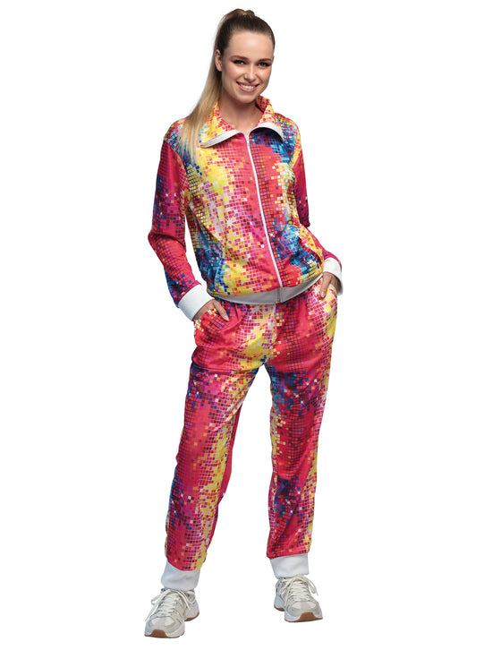Déguisement survêtement disco coloré femme