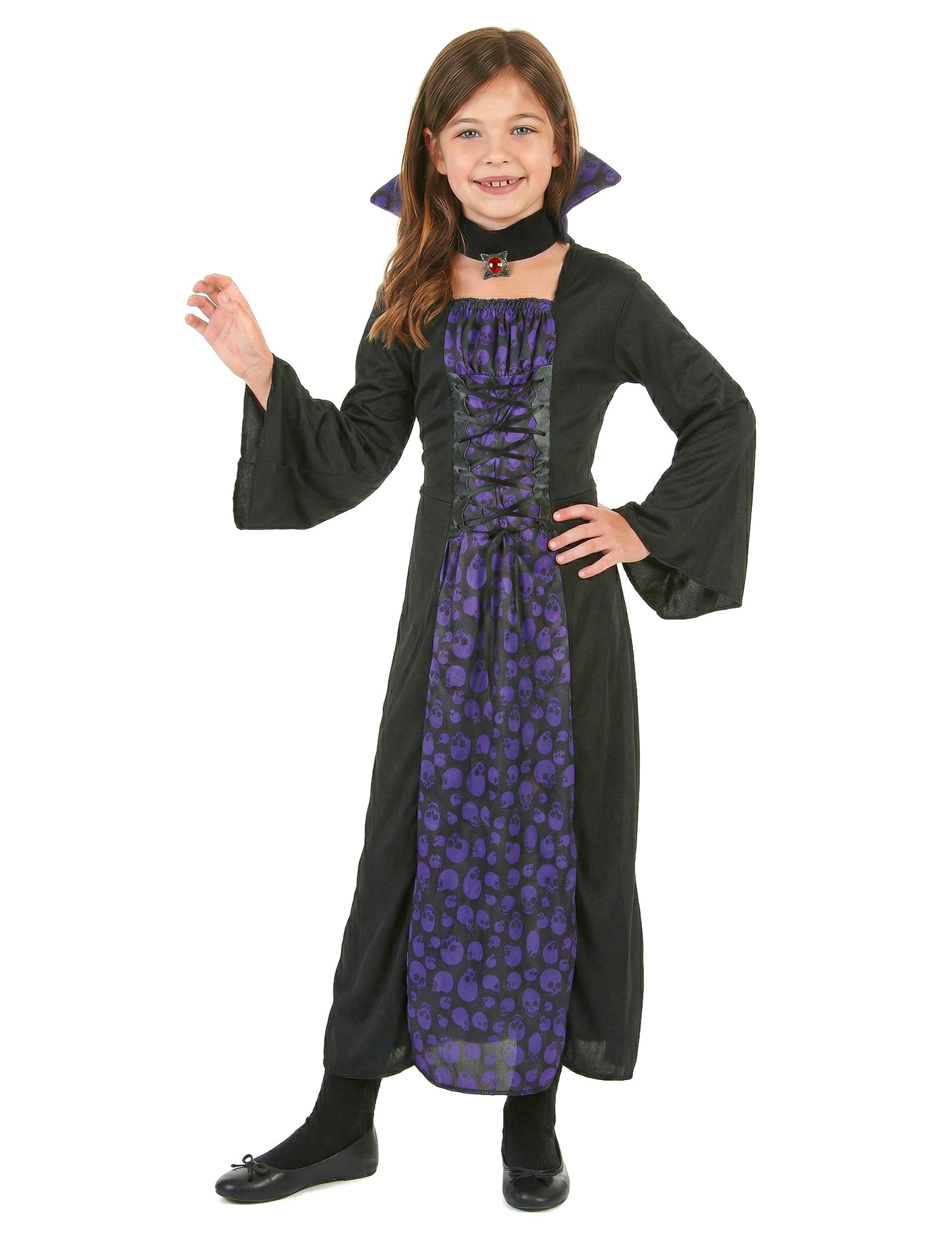 Déguisement vampire violet et noir fille