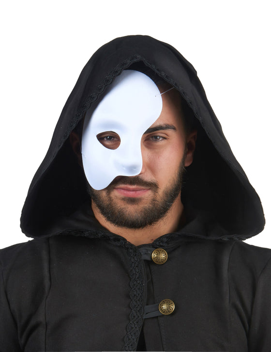 Demi-masque blanc en plastique adulte