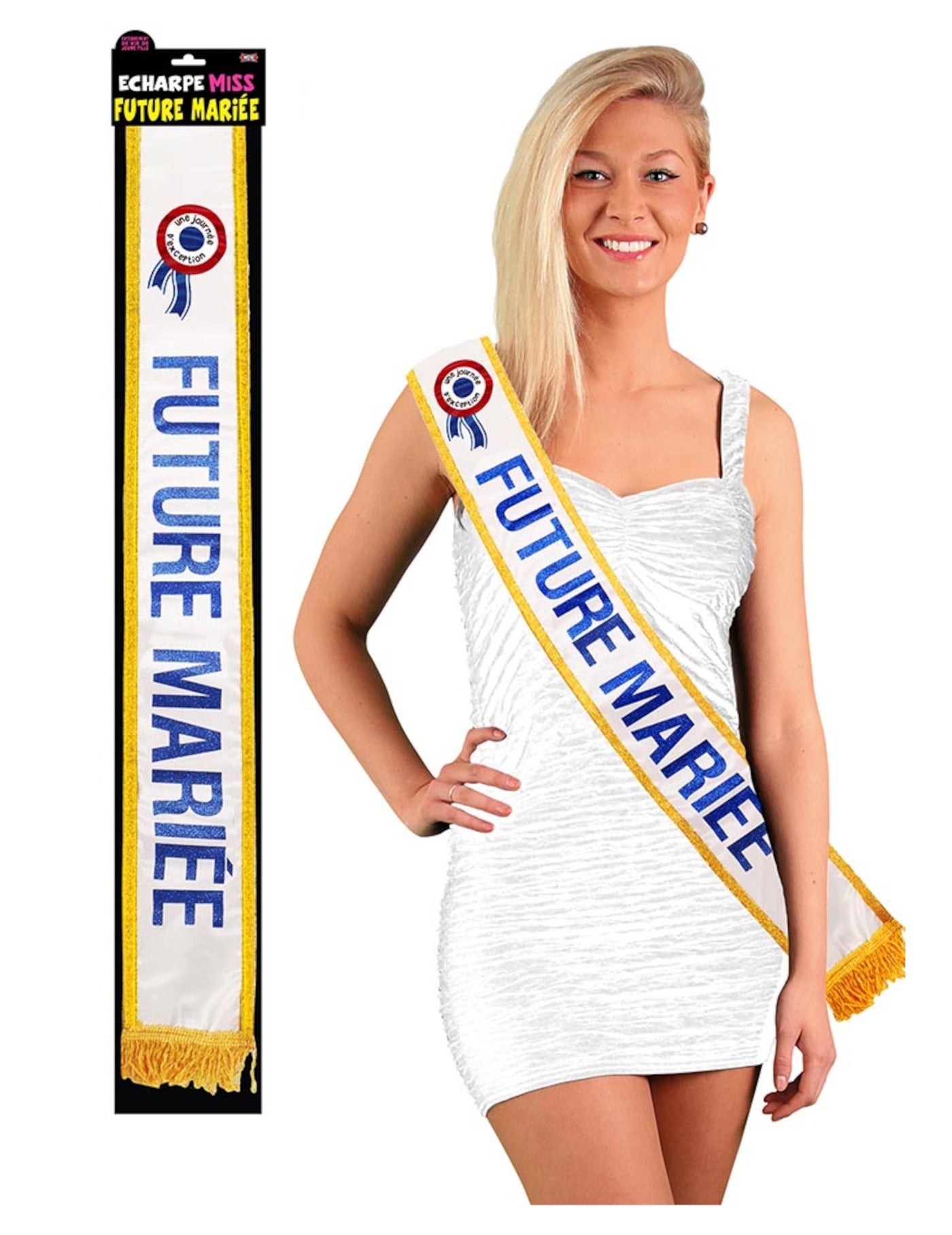 Echarpe bleue future mariée