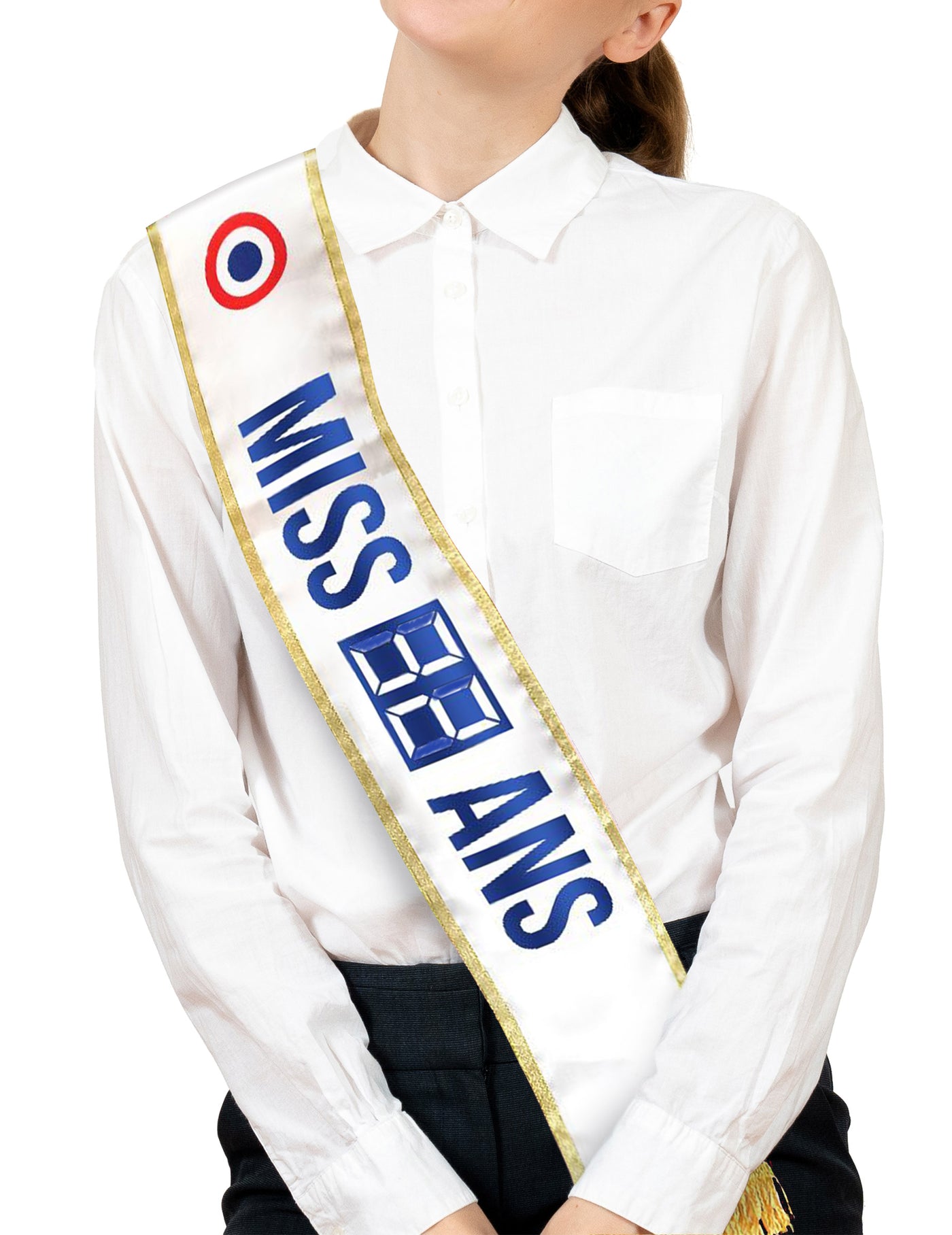 Echarpe de miss personnalisable anniversaire avec diplôme et feutre