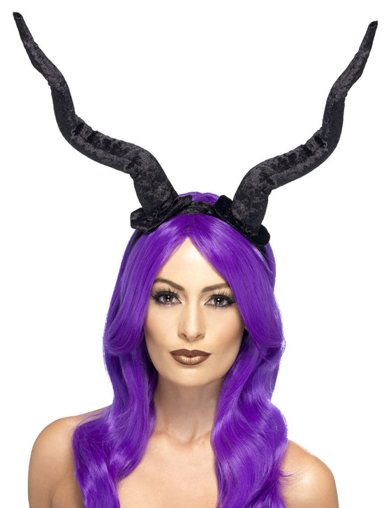 Serre-tête démon grandes cornes démoniaques Halloween