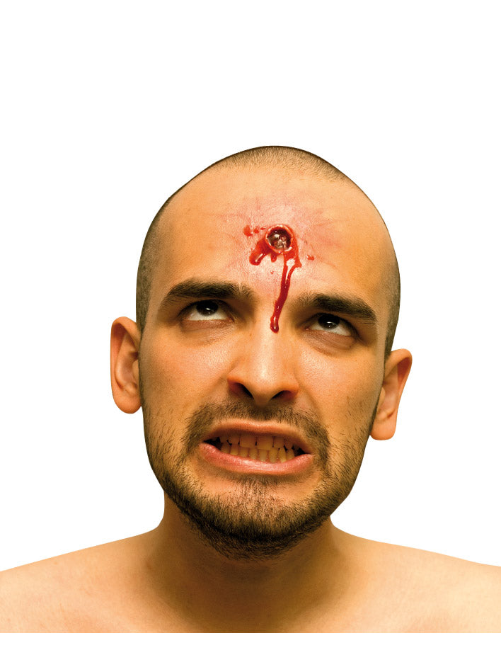 Fausse plaie visage impact de balle adulte