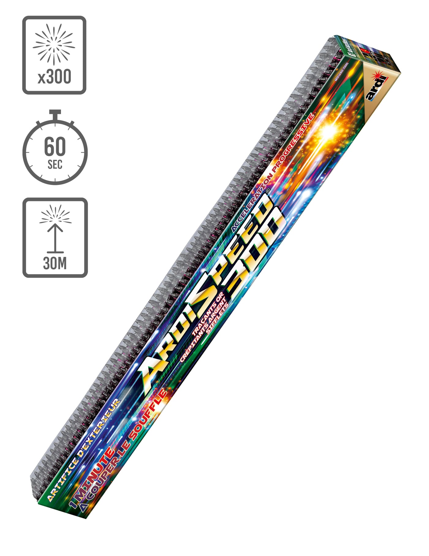 Feu d'artifice compact Ardi-Speed® 300, 300 tirs, 60 secondes