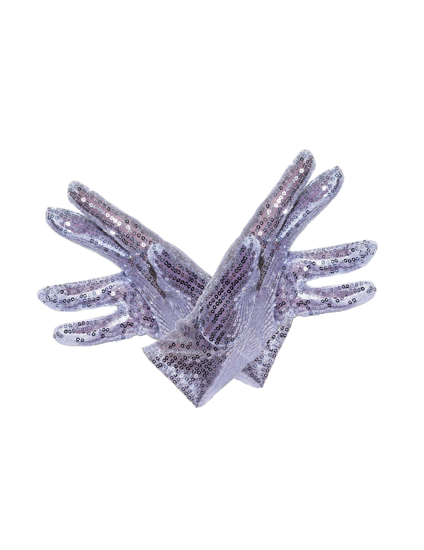 Gants courts argent à paillettes adulte