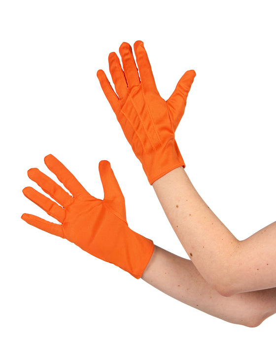 Gants courts orange adulte
