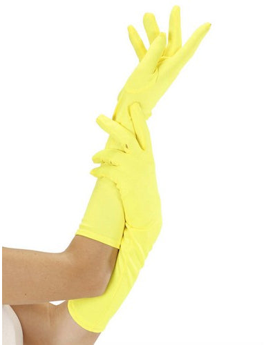 Gants longs jaunes fluo adulte