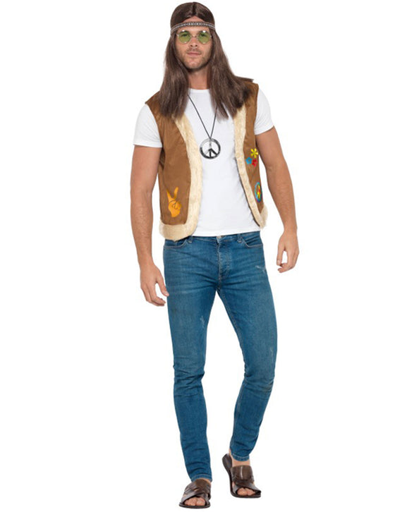 Gilet hippie avec fourrure adulte