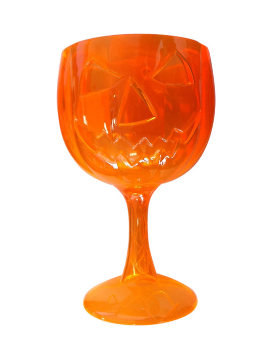 Verre à pied en plastique citrouille d'Halloween orange