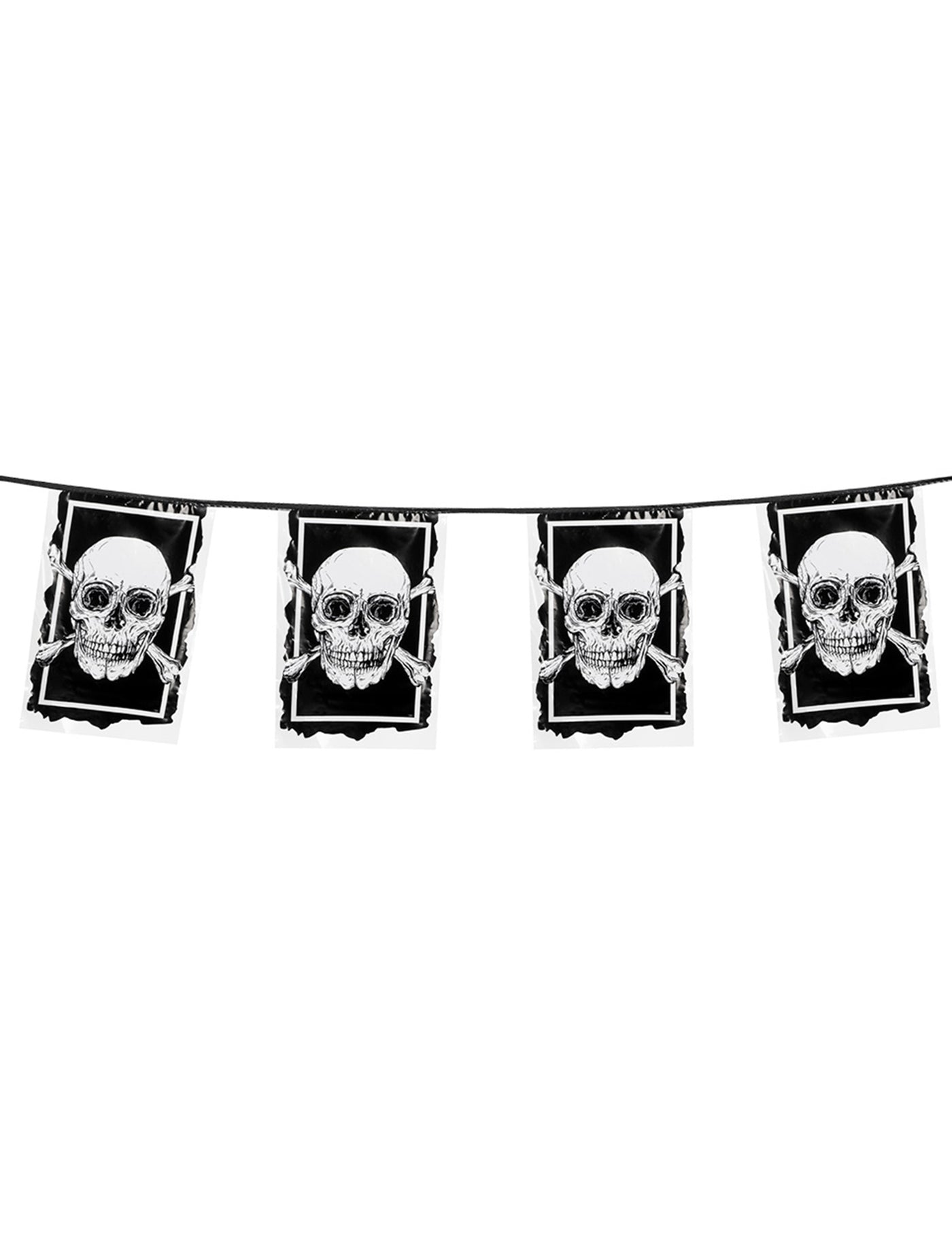 Guirlande 10 drapeaux en plastique Pirate Jolly Roger 30 x 20 cm