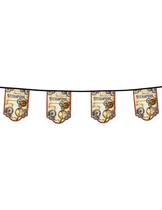 Guirlande 11 fanions en carton Steampunk 4 m