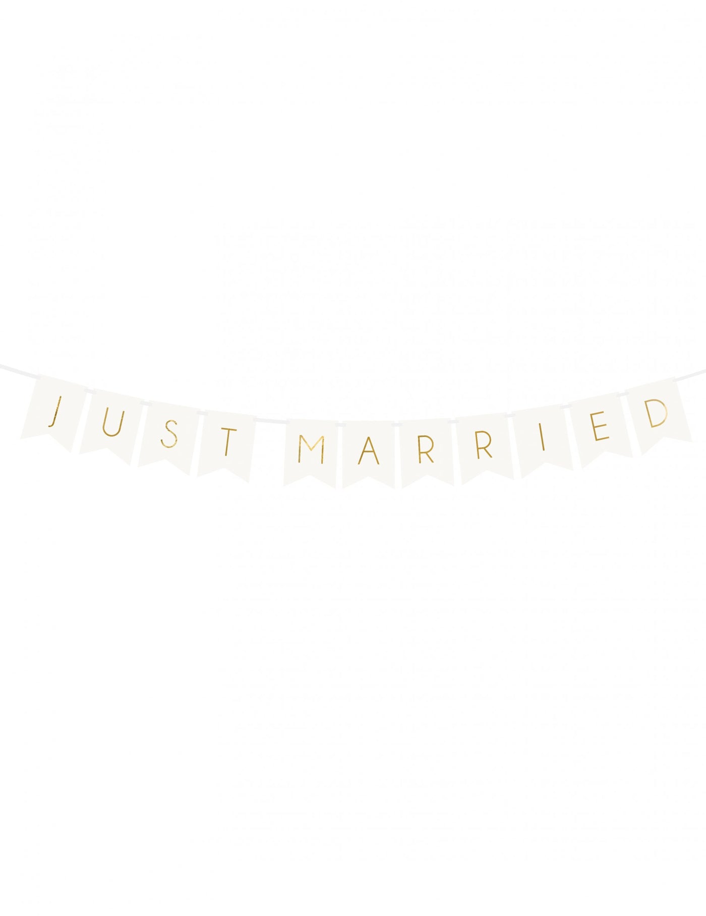 Guirlande à fanions blanc et or just married 155 cm en carton