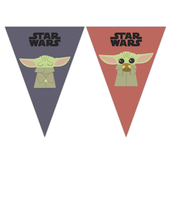 Guirlande à fanions en carton bébé Yoda The Mandalorian 2,3 m