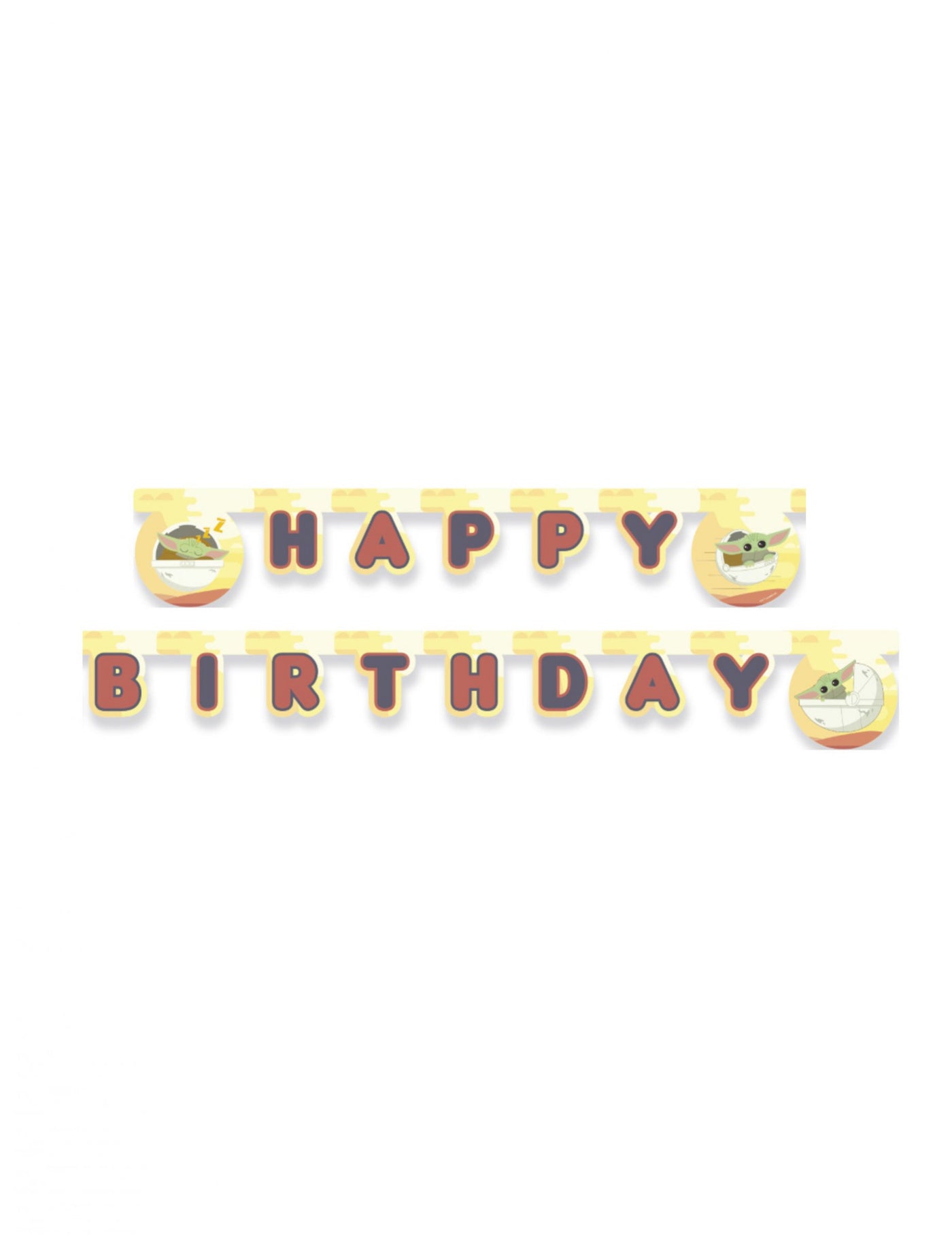 Guirlande en carton Happy Birthday bébé Yoda The Mandalorian 2 m