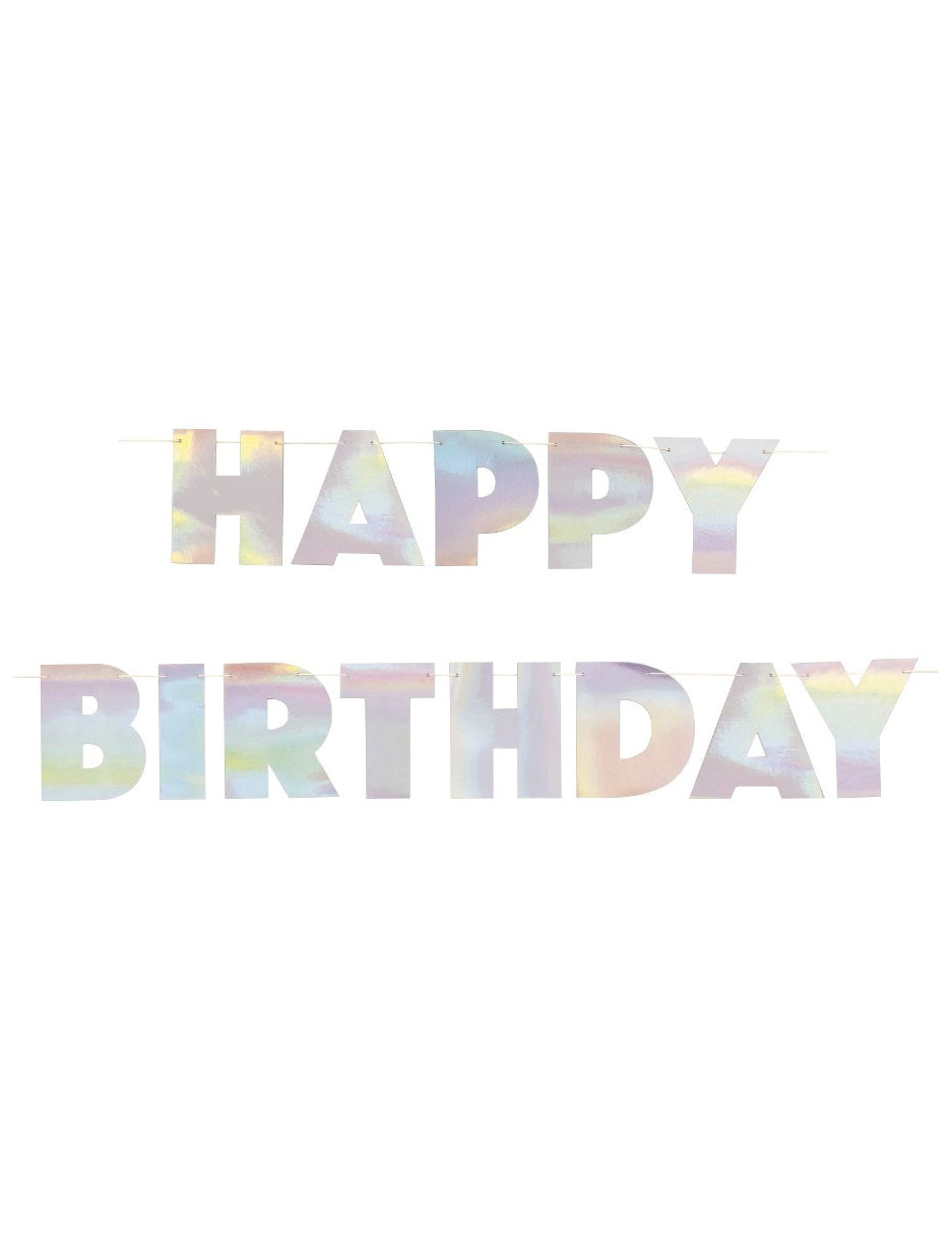 Guirlande en carton happy birthday iridescente 2,20 m