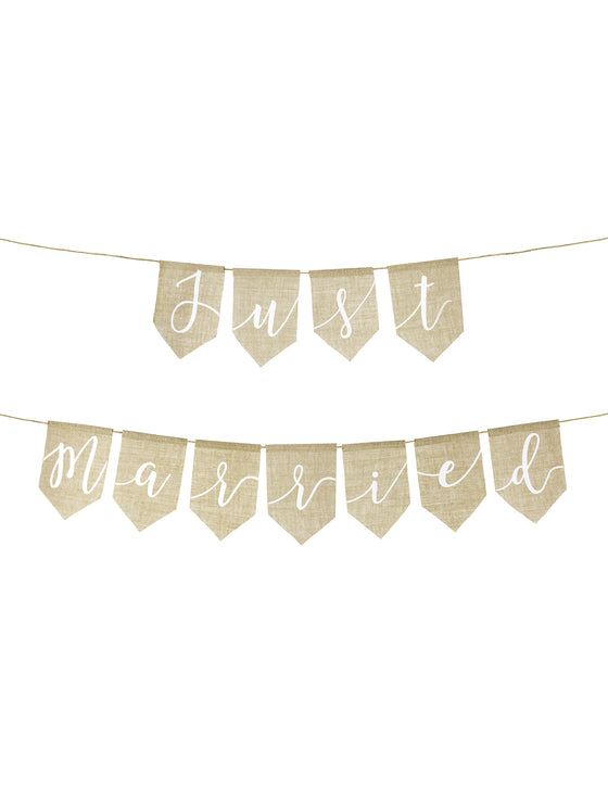 Guirlande en jute just married 185 x 23 cm déco champêtre