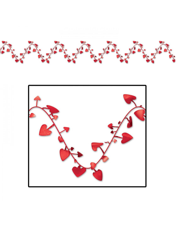 Guirlande en plastique modulable cœurs rouges 7 m