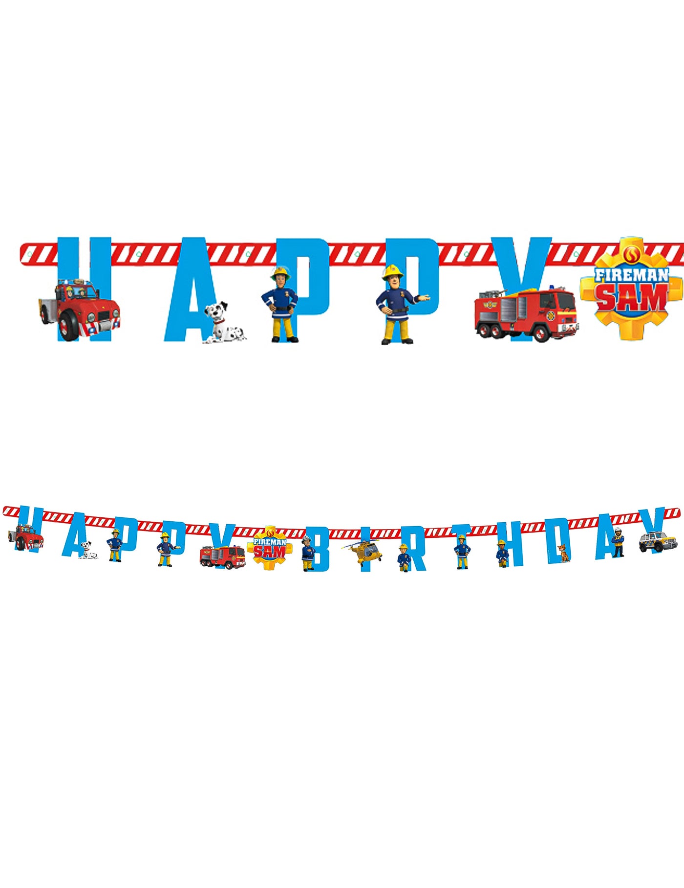 Guirlande Happy Birthday en papier Sam le Pompier 180 cm