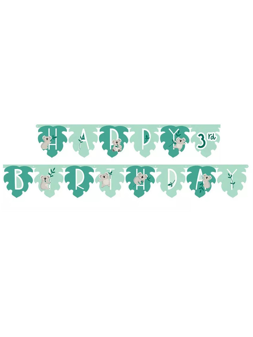 Guirlande en carton happy birthday koala 3,2 m thème jungle