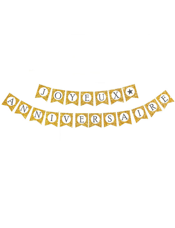 Guirlande Joyeux Anniversaire or pailletée